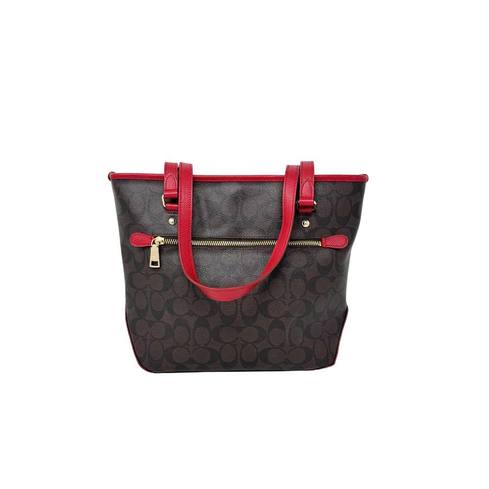 Coach Signature Zip Top Tote and Wristlet Wallet Set Brown Monogram C - Picture 4 of 16